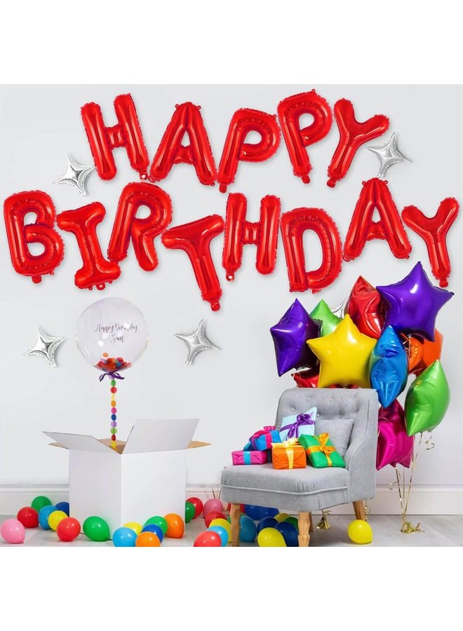 TOTAFAM Happy Birthday Balloons Banner 16 Inch, Foil Balloons Personalized Name Letters Balloons Sign Birthday Party Decorations for Women Men Boys Girls (Red) - Image 2