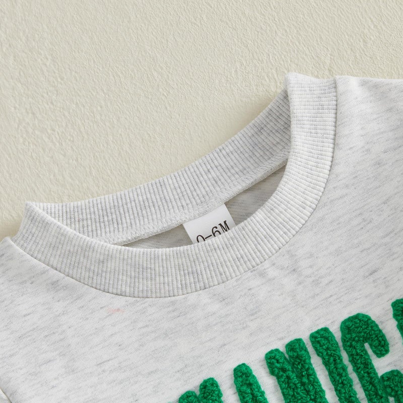 Frietlebird Toddler Boy St Patricks Day Outfit Letters Print Crewneck Sweatshirt with Pants Cute St Patricks Day Baby Boy Outfit (P-Grey Green,2-3T) - Image 5