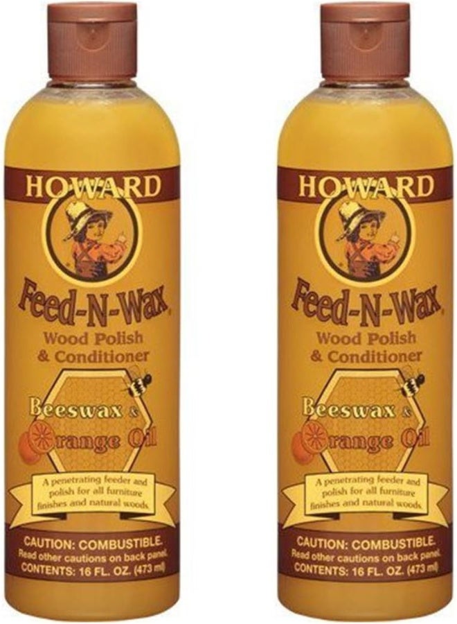 Howard Feed-n-Wax Wood Polish & Conditioner Beeswax Polish 16oz (2)
