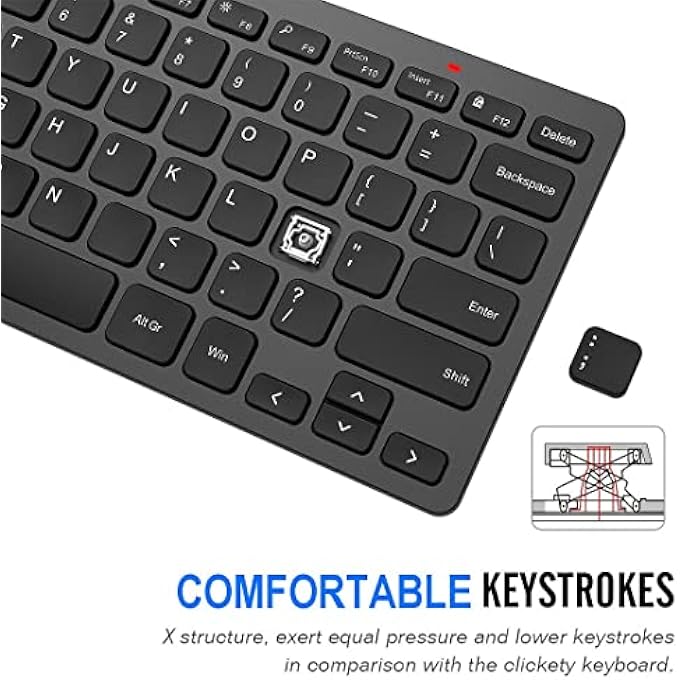 Arteck 2.4G WIRELESS KEYBOARD ULTRA SLIM COMPACT SMALL PORTABLE KEYBOARD WITH MEDIA HOTKEYS FOR COMPUTER DESKTOP PC LAPTOP SURFACE SMART TV AND WINDOWS 11/10/8/7, BLACK - Image 3