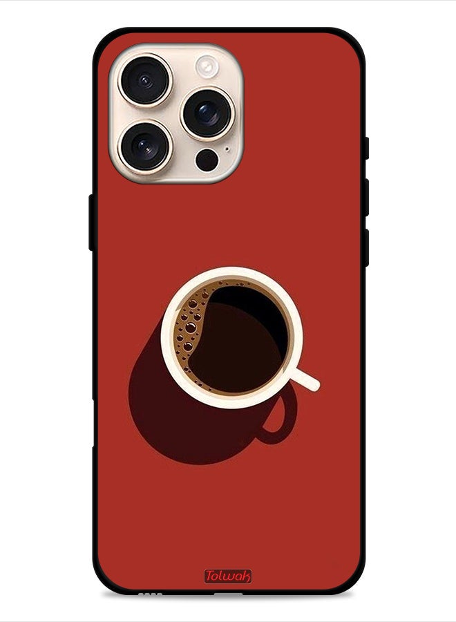 Tolwak Apple iPhone 16 Pro Protective Case Cover Coffee Cup Art - Image 1