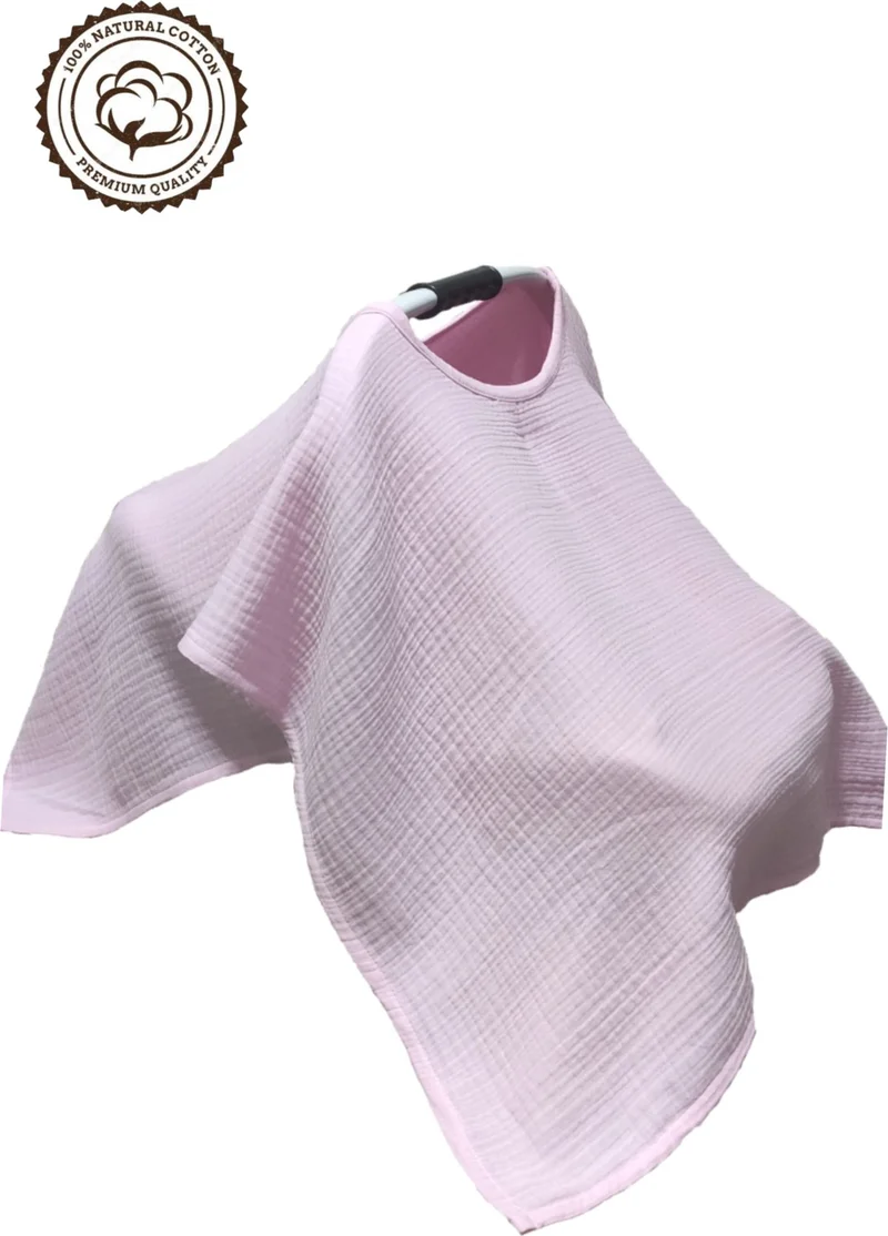 Beybinest Multi Muslin Poncho Single Product Functional Stroller Cover and Breastfeeding Bib Pink