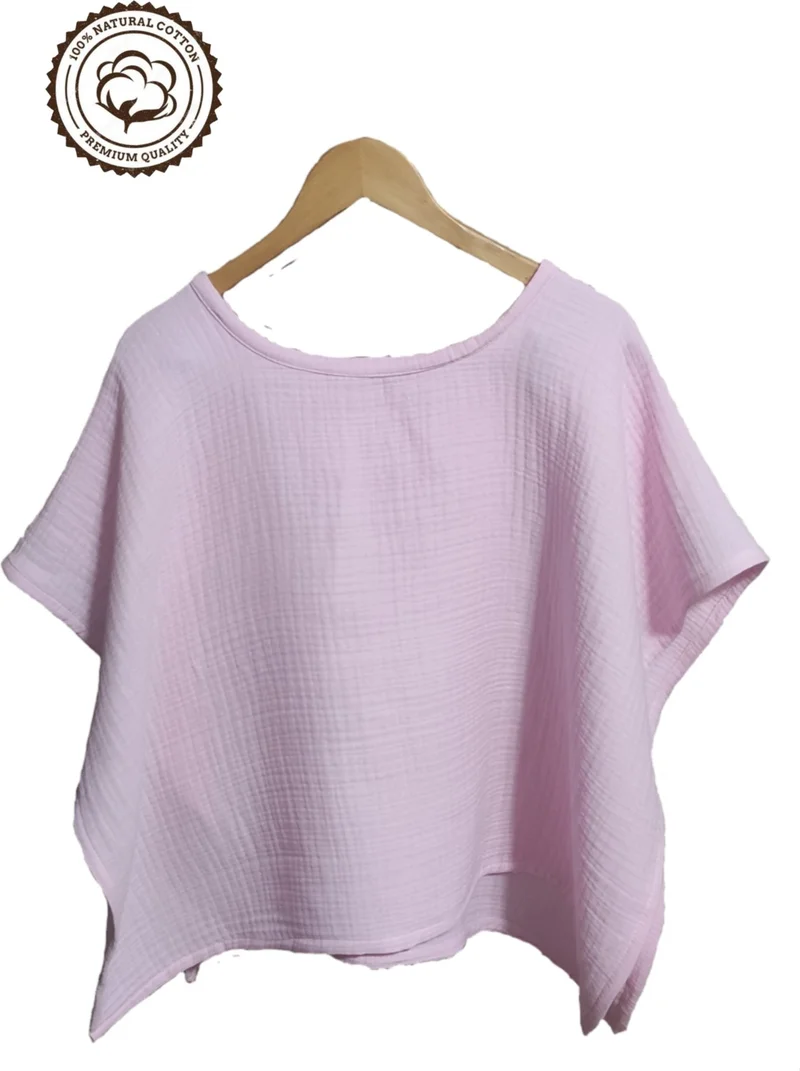 Beybinest Multi Muslin Poncho Single Product Functional Stroller Cover and Breastfeeding Bib Pink