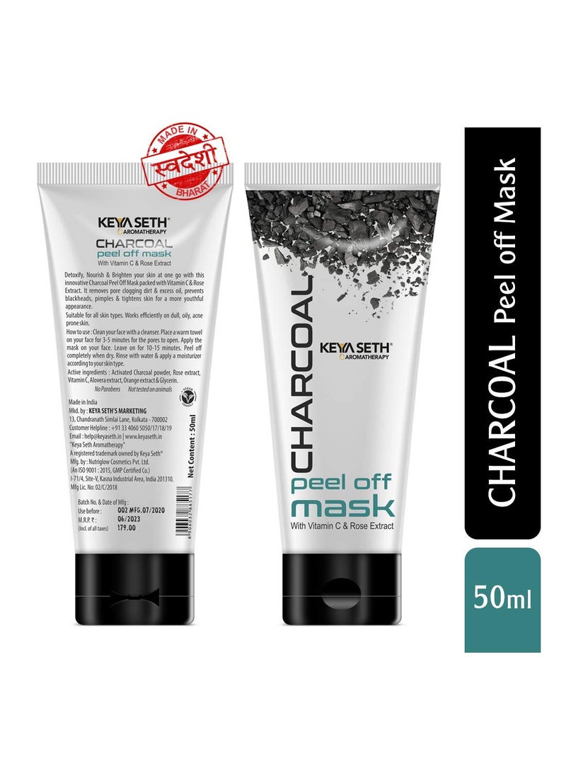 KEYA SETH AROMATHERAPY, DEVICE OF DROP Keya Seth Aromatherapy Charcoal Peel Off Mask Blackhead  Dead Skin Removal Tightens Pores Deeply Cleanses for Men  Women Enriched with Vitamin C  Rose Extract  Activated Charcoal  - Image 2
