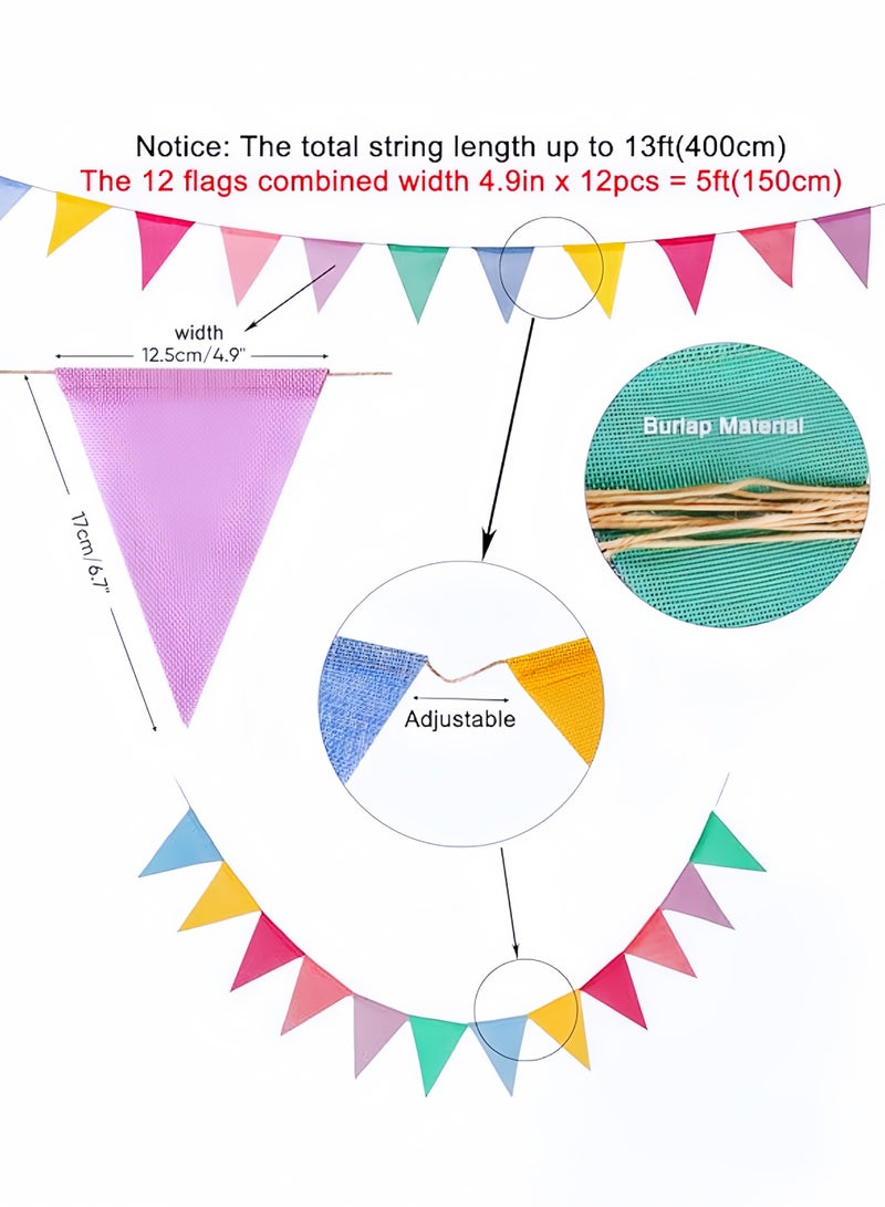 3 Strings Pennant Banner Flags Pastel - Colorful Triangle Banners for Birthday Easter Classroom School Carnival Garland Outdoor Burlap Bunting Party Decorations - Image 2