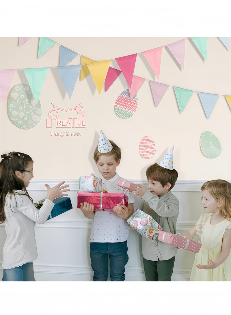 3 Strings Pennant Banner Flags Pastel - Colorful Triangle Banners for Birthday Easter Classroom School Carnival Garland Outdoor Burlap Bunting Party Decorations - Image 4