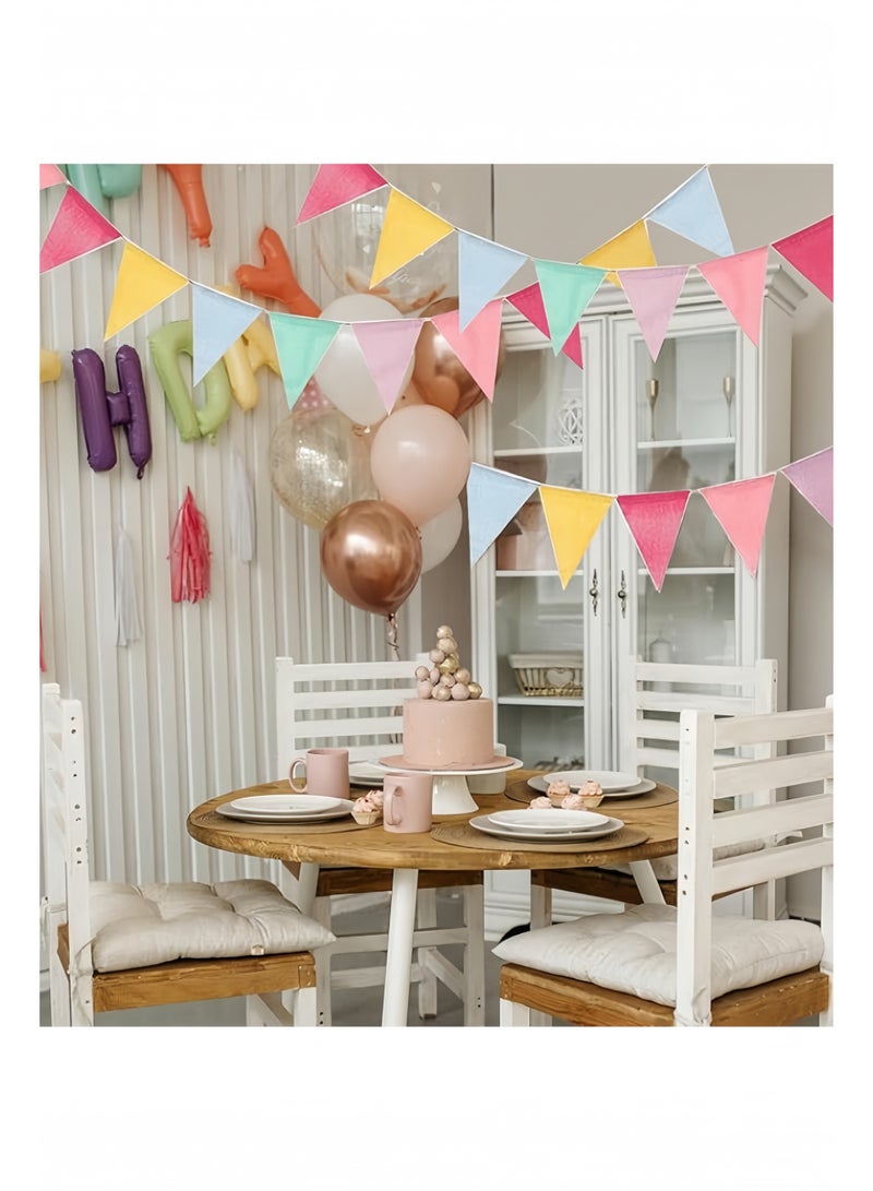 3 Strings Pennant Banner Flags Pastel - Colorful Triangle Banners for Birthday Easter Classroom School Carnival Garland Outdoor Burlap Bunting Party Decorations - Image 5