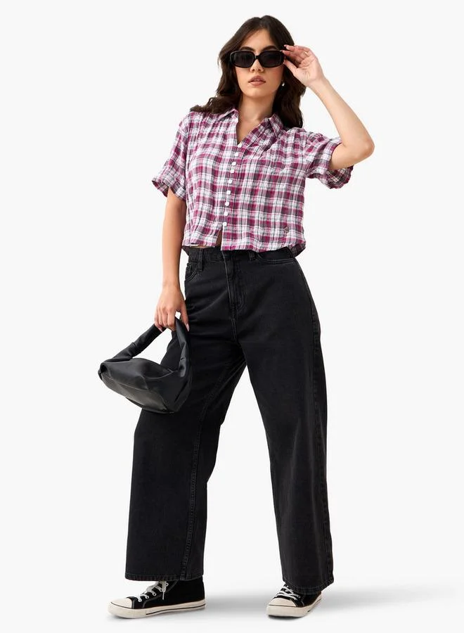 Lee Cooper Lee Cooper Regular Fit Collared Checked Shirt