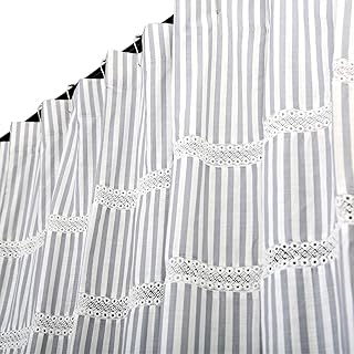 Eastern Fabric Shower Curtain,  Heavy Duty Cotton Bathroom Shower Curtains with Lace Trims and Ruffled Bottom, for Spa, - Image 1
