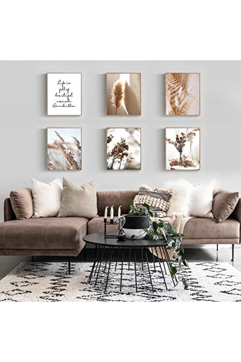 HoozGee Nature Landscape Plant Wall Art Prints Set of 6 Canvas Painting Minimalist Botanical Wall Decor Pictures Reed Dried Flower Plants Print Posters Set for Living Room Bedroom Decoration Home Decor - Image 3