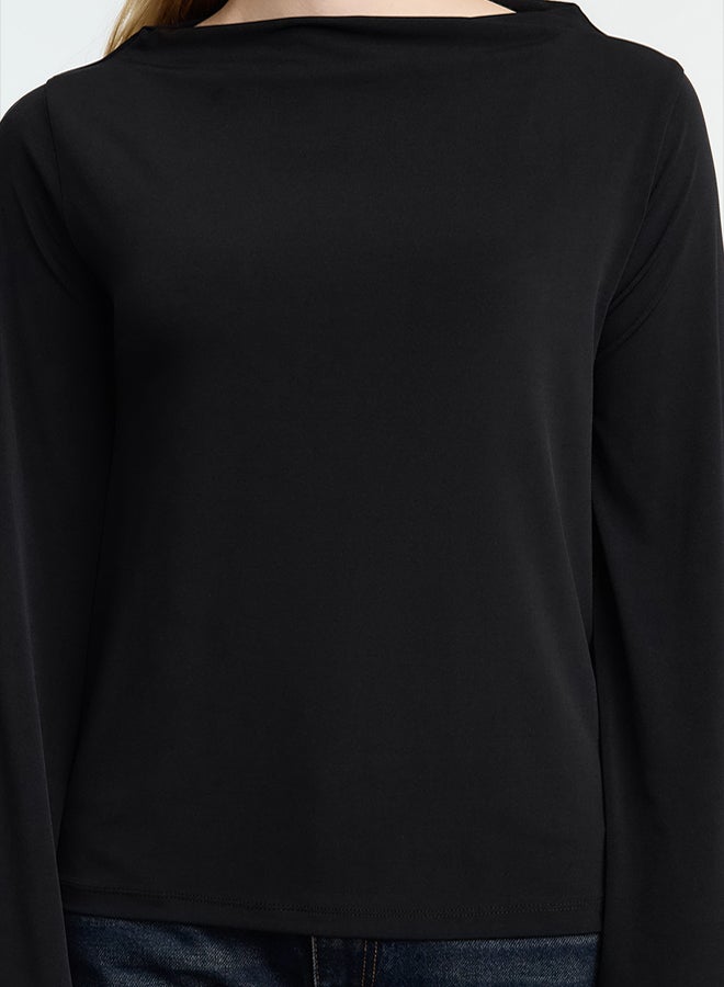 trendyol Black Relaxed/Comfortable Fit Spanish Sleeve Stretchy Knitted Blouse TWOAW25BZ00203 - Image 4