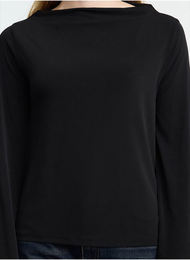 trendyol - Black Relaxed/Comfortable Fit Spanish Sleeve Stretchy Knitted Blouse TWOAW25BZ00203 - Image 1