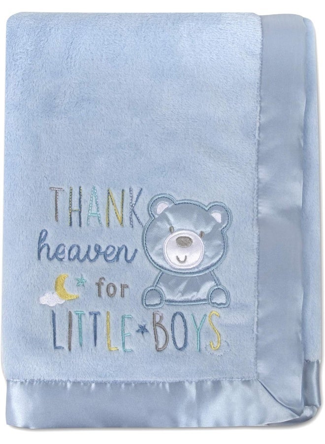 Baby Essentials Baby Essentials 30x40 Fleece Baby Blanket with Satin Trim for Boys, Girls, and Unknown Gender Baby (Blue)  - Image 2