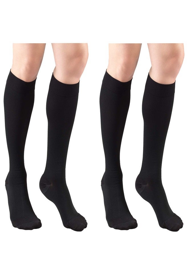 Truform Short Length 20-30 mmHg Compression Stockings for Men and Women, Knee High Length, Closed Toe, Black, Medium - Short, 2 Count - Image 1