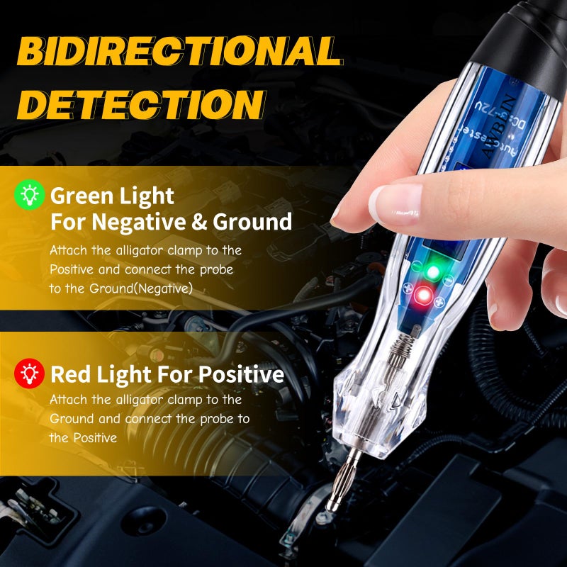 AWBLIN Test Light Probe Kit, 3-72V DC LED Digital Automotive Circuit Tester with Voltmeter, 18 Pieces Multi Function Auto Fuse Voltage Tester Electric Probe Test Kit - Image 3