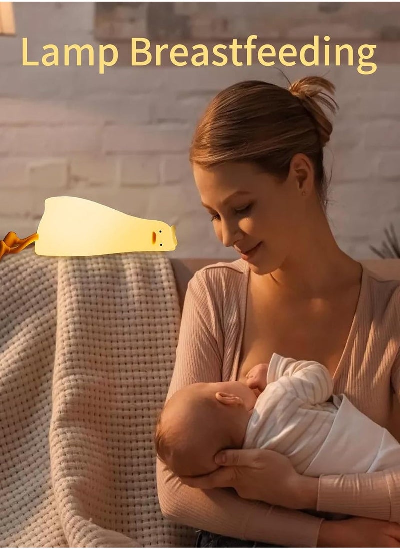 ELTRAZONE Lying Flat Duck Night Light, Cute Silicone Duck Lamp, LED Nursery Nightlight, Dimmable Bedside Touch Lamp, Rechargeable Light Up Duck for Breastfeeding, Toddler & Kids Room Decor – Soft & Safe Night Light for Babies - Image 5