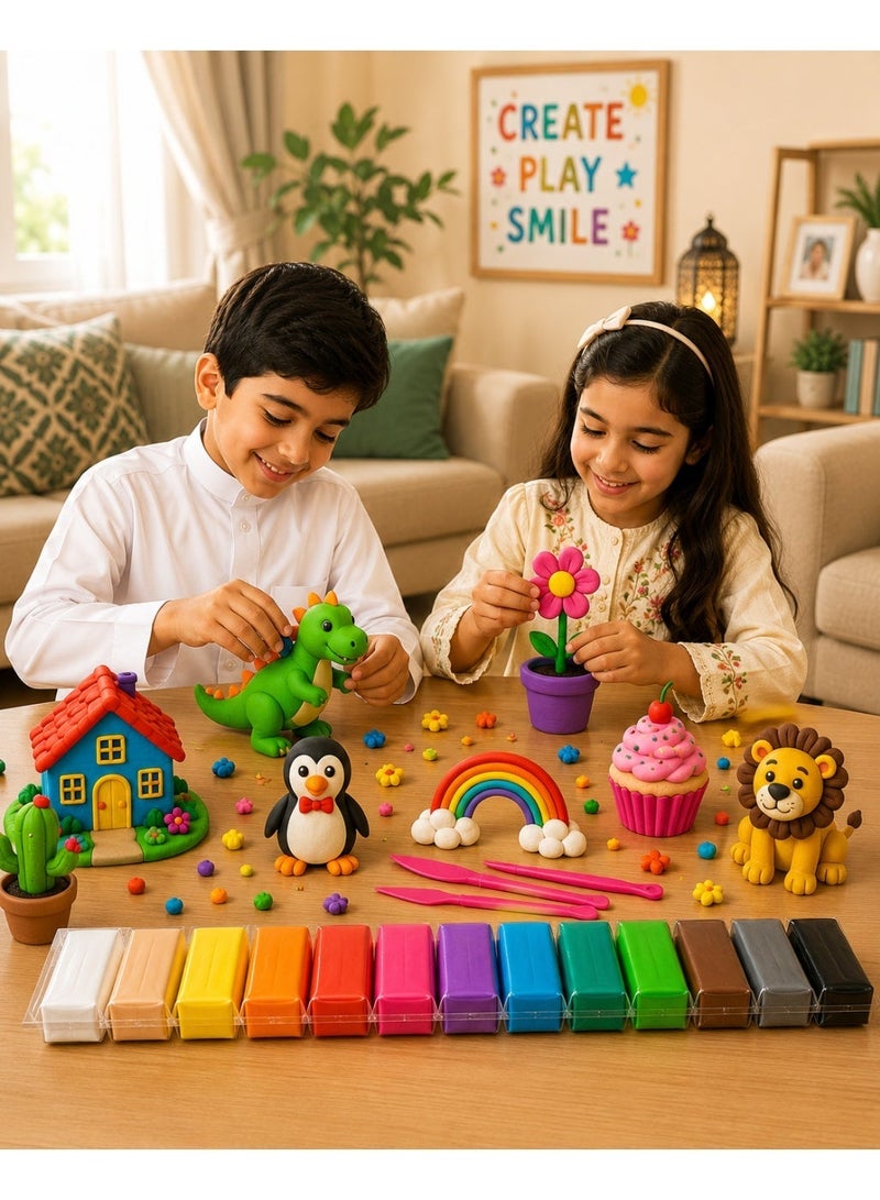 SKAFA Air Dry Clay Set – 48 Vibrant Colors | Modeling Clay Kit with Sculpting Tools | DIY Craft & Art Clay for Kids and Adults | Soft, Non-Toxic Air-Dry Clay for Creative Projects, School Activities, Gifts & Handmade Decorations - Image 3