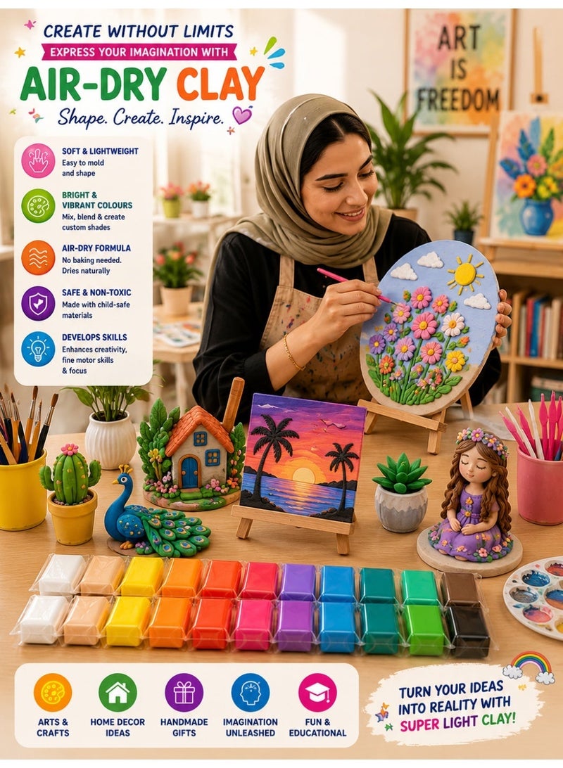 SKAFA Air Dry Clay Set – 48 Vibrant Colors | Modeling Clay Kit with Sculpting Tools | DIY Craft & Art Clay for Kids and Adults | Soft, Non-Toxic Air-Dry Clay for Creative Projects, School Activities, Gifts & Handmade Decorations - Image 4