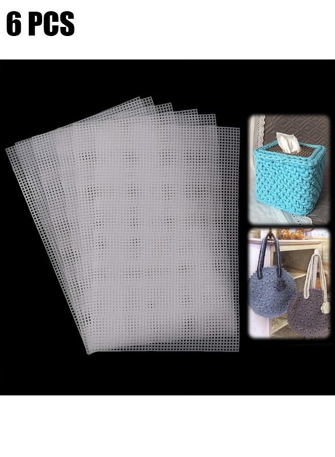 اتش واي 6 قطع من البلاستيك شبكة قماش صفائح ، صفائح قماش بلاستيكية شفافة ، تطريز إبرة شفافة كبيرة الحجم ، صفائح قماش فارغة لمشاريع التطريز ، صياغة خيوط الأكريليك ، مشاريع الكروشيه متماسكة - Image 1