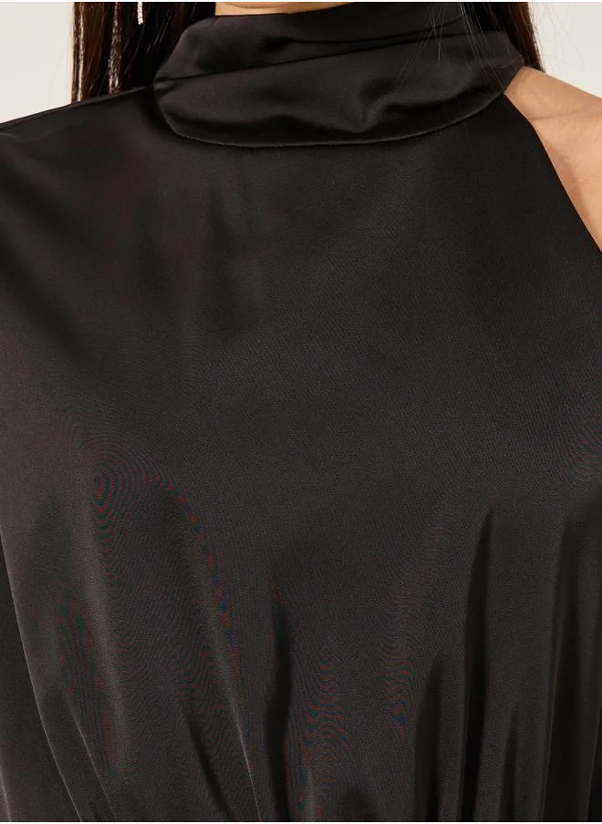 Styli Plain One Shoulder A-Line Midi Dress