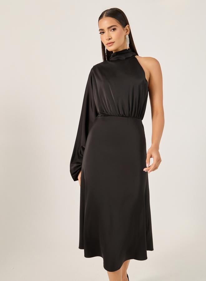 ستايلي فستان أسود غير متماثل - Image 3