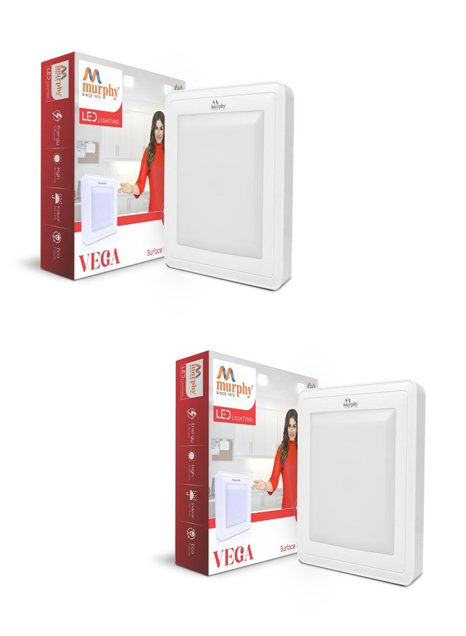 Murphy 15W Vega LED Square Surface Panel Light (Cool White, Pack of 2,Plastic) - Image 1