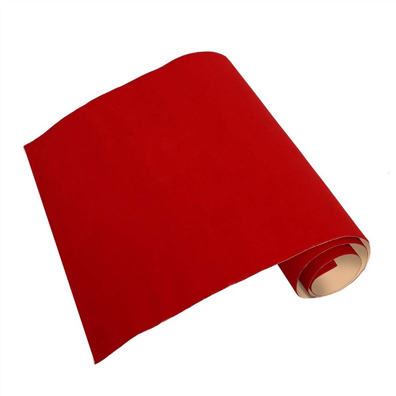 Mesheshe 2PCS Self Adhesive Sheets DIY Peel  Stick Felt for Drawer  Jewelry Box Liner Solid Color Felt Wallpaper 146 x 394 Red