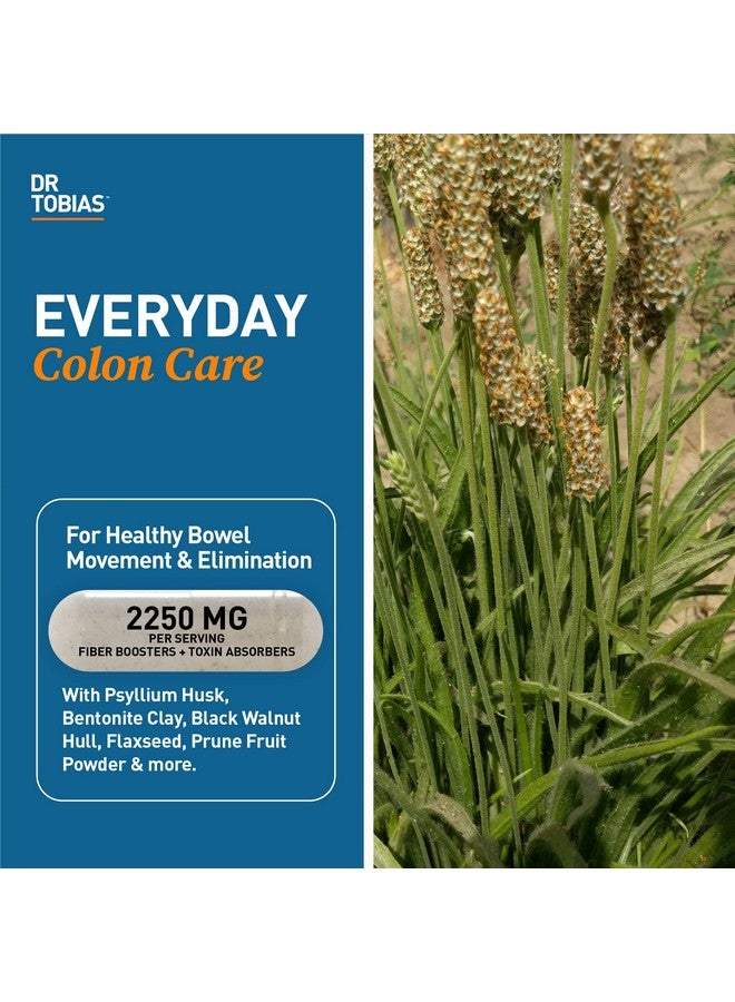 Dr. Tobias Psyllium Daily, Supports Healthy Bowel Movement, Psyllium Husk Capsules with Bentonite Clay, Flaxseed & Natural Ingredients, Daily Fiber Supplement in Support of Colon Health, 180 Capsules - Image 2