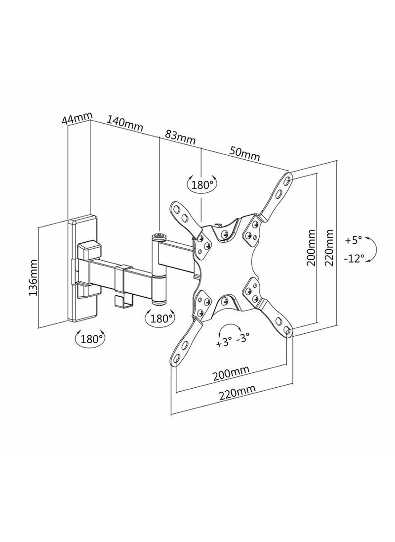 Skill Tech SH 23P Single Arm Full-Motion Tv Wall Mount