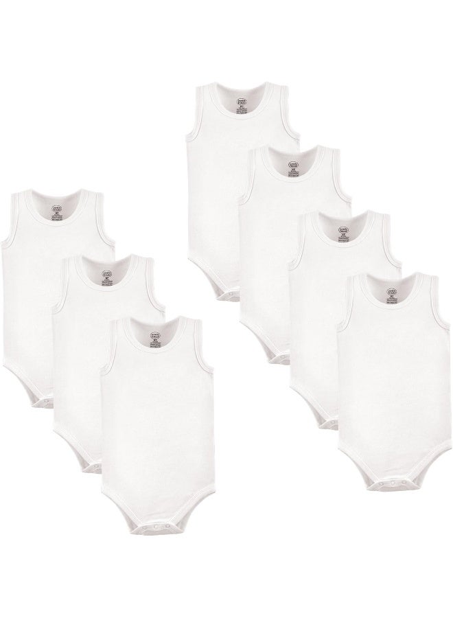 Luvable Friends Unisex Baby Cotton Sleeveless Bodysuits, White, 18-24 Months - Image 2