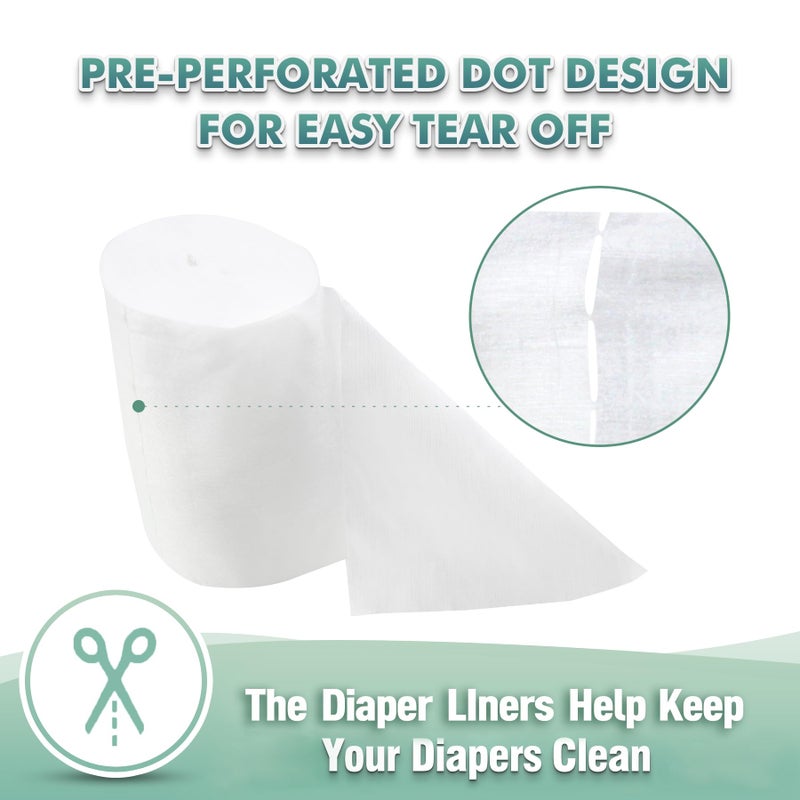 wegreeco Unscented Diaper Liners - Fragance Free and Chlorine Free Cloth Diaper Liners - 100 Sheets Per Roll (2 Roll) - Image 3