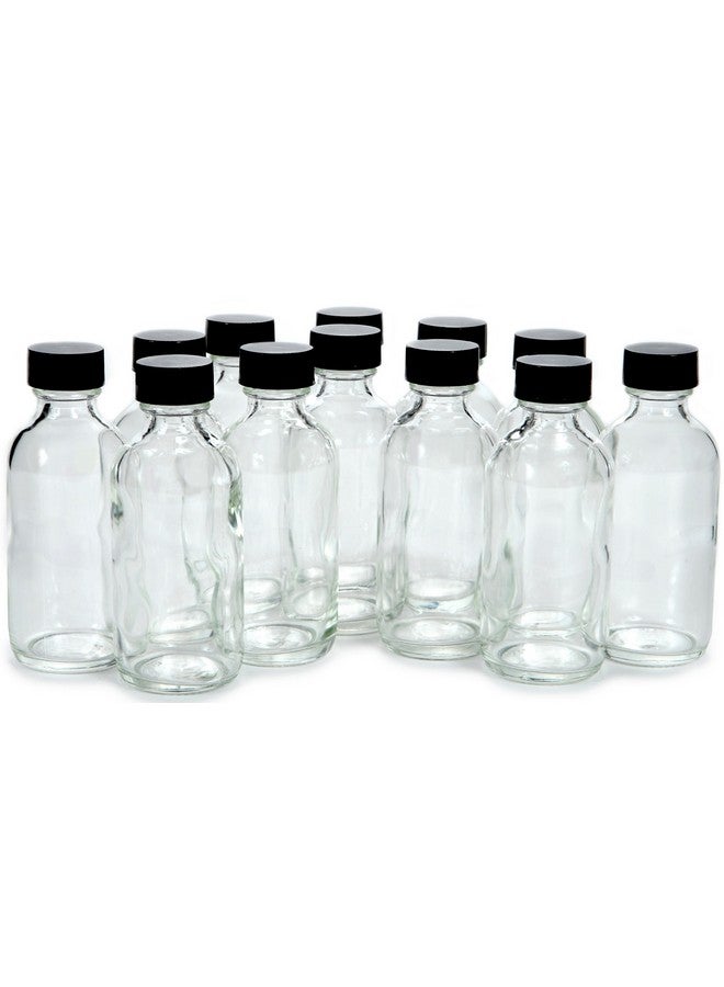 Vivaplex, 12, Clear, 2 oz Glass Bottles, with Lids - Image 1