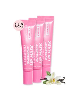 Vitamasques Vitamasques Overnight Lip Mask - Hydrating Vanilla Lip Balm Moisturizer with Vitamins & Natural Oil Hydrates, Nourishes & Plumps Lips Area - Korean Skin Care Lip Care Products (Pack of 3) 