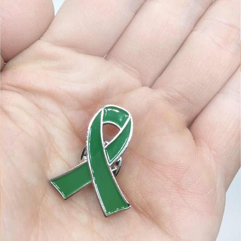 Alodidae 25 Pcs Green Ribbon Pin Mental Health Awareness Brooch - Image 2