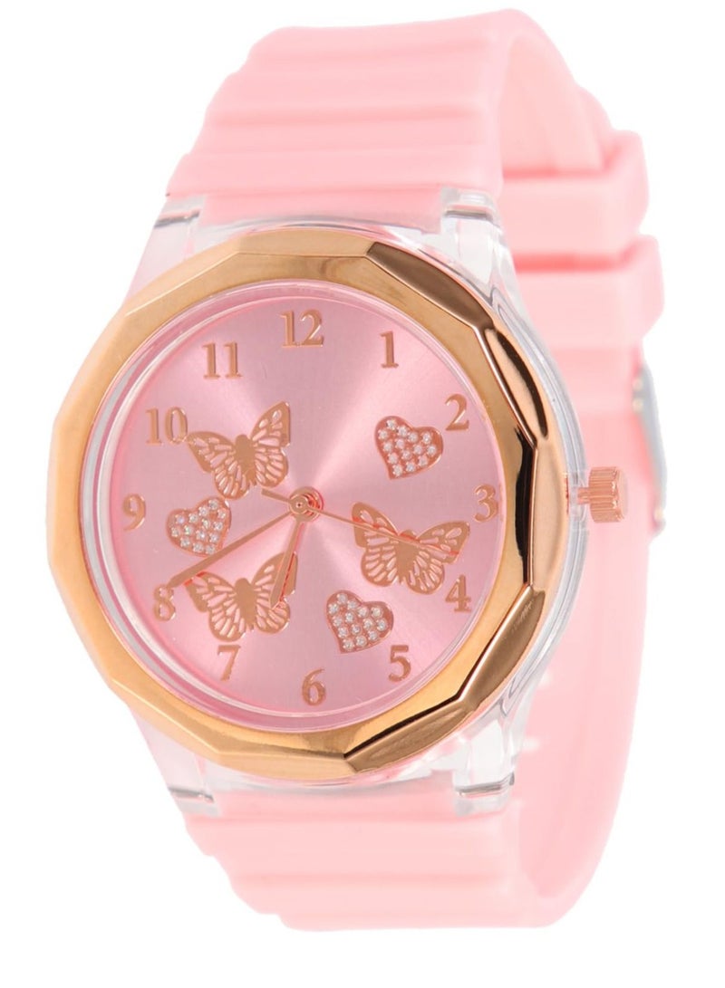Excefore ساعة كوارتز على شكل فراشة للنساء، ساعة كوارتز بحزام من السيليكون، ساعة لياقة بدنية خارجية، ساعة يد بحزام من السيليكون، مناسبة للنساء والفتيات كهدية رائعة - Image 1