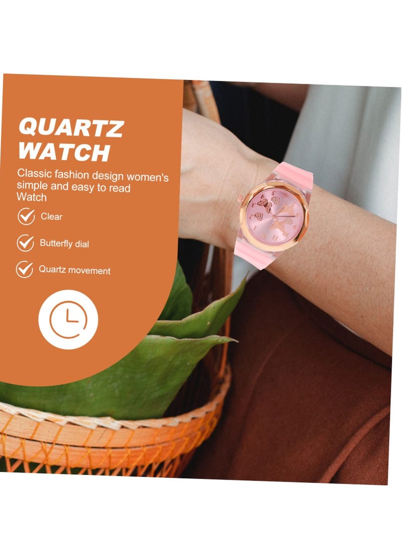 Excefore ساعة كوارتز على شكل فراشة للنساء، ساعة كوارتز بحزام من السيليكون، ساعة لياقة بدنية خارجية، ساعة يد بحزام من السيليكون، مناسبة للنساء والفتيات كهدية رائعة - Image 5