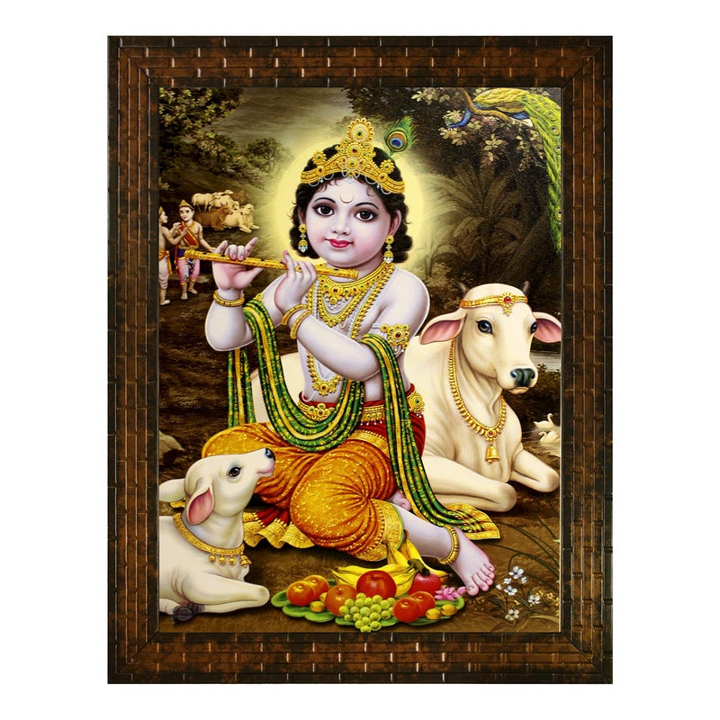 Indianara BAL KRISHNA Painting -Synthetic Wood, 27x30.5x1cm, Multicolour - Image 4