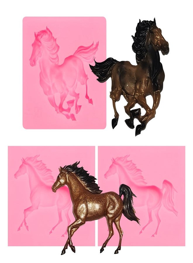 muyulin Horse Fondant Silicone Molds, 3 Packs Western Running Horse, Cake Decoration, Cupcake Toppers, Resin - Image 1
