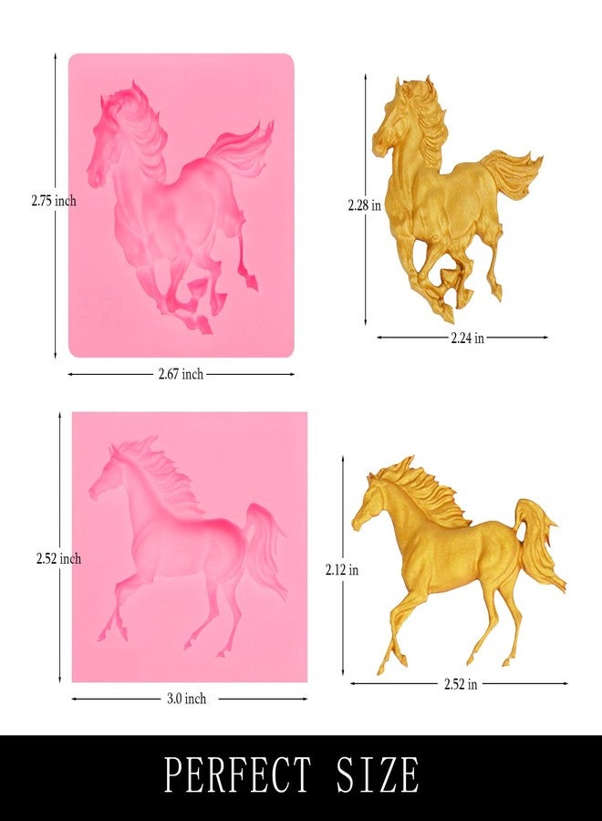 muyulin Horse Fondant Silicone Molds, 3 Packs Western Running Horse, Cake Decoration, Cupcake Toppers, Resin - Image 2