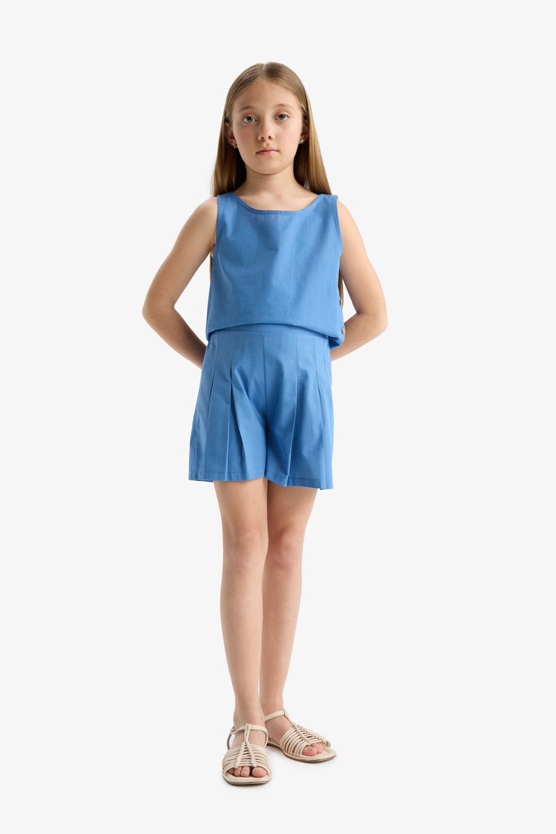 DeFacto Blue Girl Girl Blouse Shorts 2 Piece Set Casual - Image 2