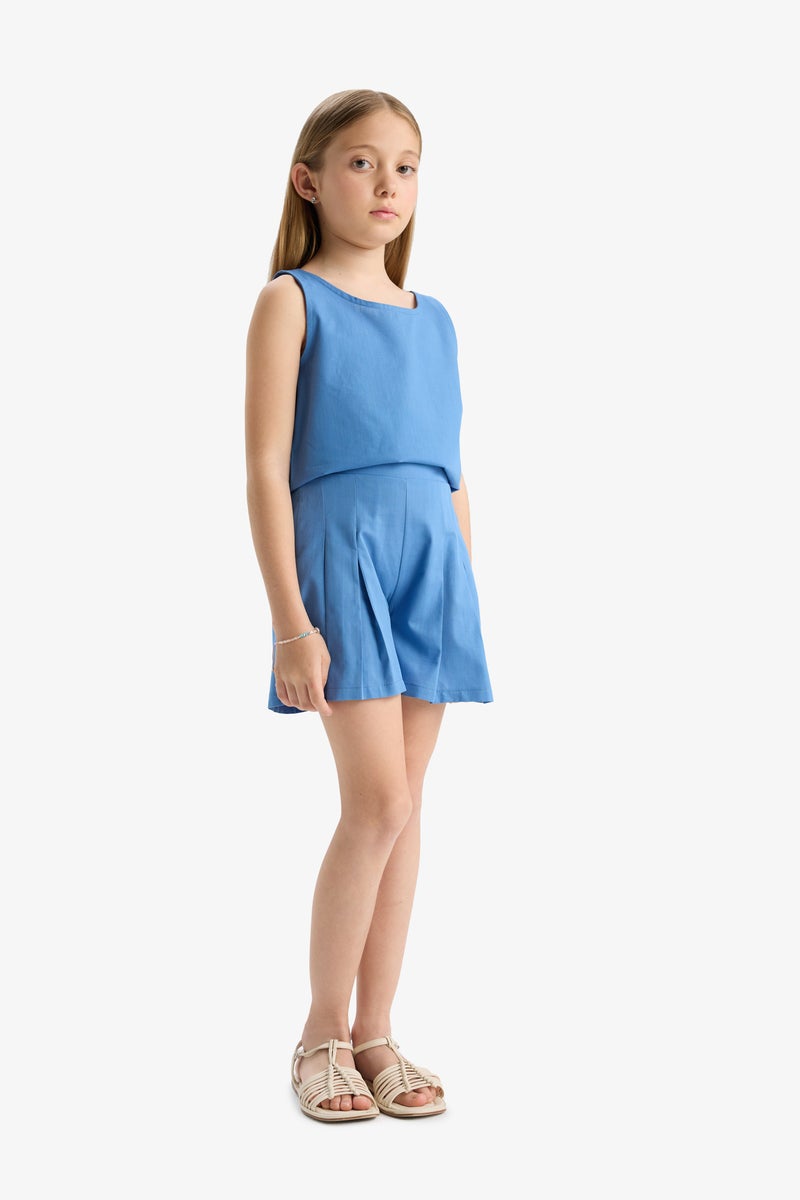 DeFacto Blue Girl Girl Blouse Shorts 2 Piece Set Casual - Image 3