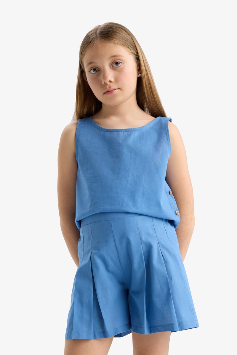 DeFacto Blue Girl Girl Blouse Shorts 2 Piece Set Casual - Image 4