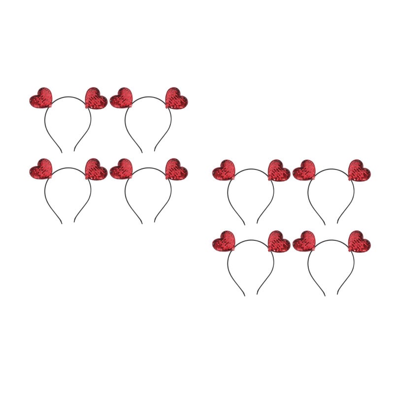 8 pcs Heart Shape Headband Valentine's Day Headpiece Festival Party Hair Band - Image 1