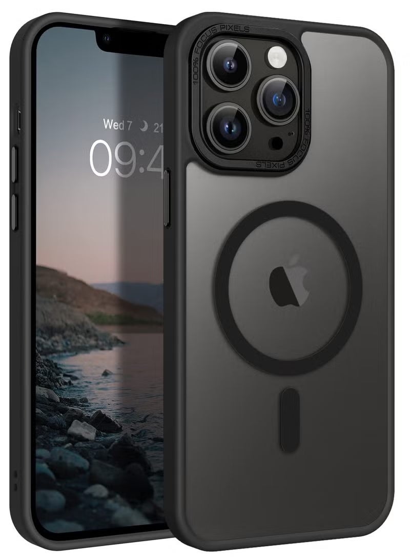 Gecomo iPhone 13 Pro MagSafe Case Magnetic Back Cover,【Full Shockproof Protection】Translucent Matte Back, Slim Phone Cover with Strong Magnet for Apple 13 Pro (2021)(Black) - Image 1