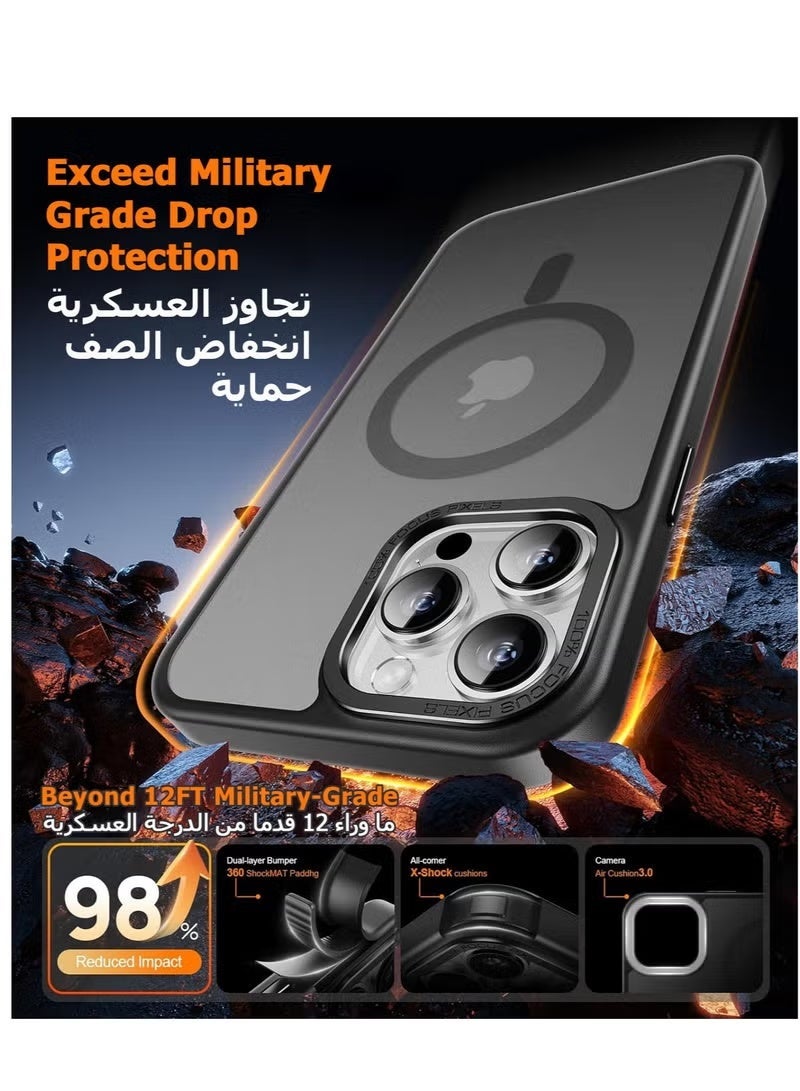 Gecomo iPhone 13 Pro MagSafe Case Magnetic Back Cover,【Full Shockproof Protection】Translucent Matte Back, Slim Phone Cover with Strong Magnet for Apple 13 Pro (2021)(Black) - Image 4