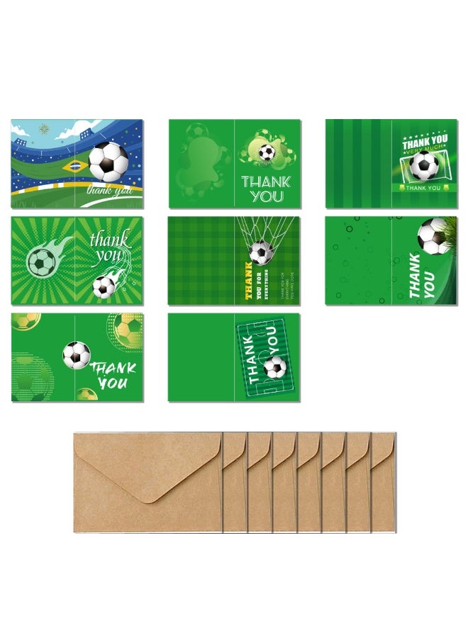 مجموعة بطاقات شكر مع مظاريف - تصميم كرة قدم - 8 قطع - Image 3