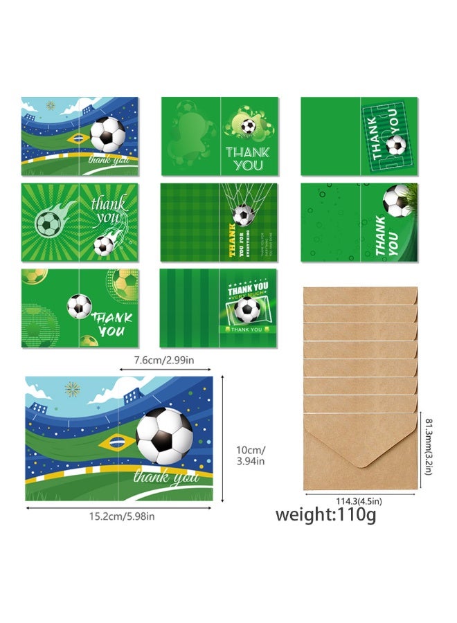 مجموعة بطاقات شكر مع مظاريف - تصميم كرة قدم - 8 قطع - Image 4