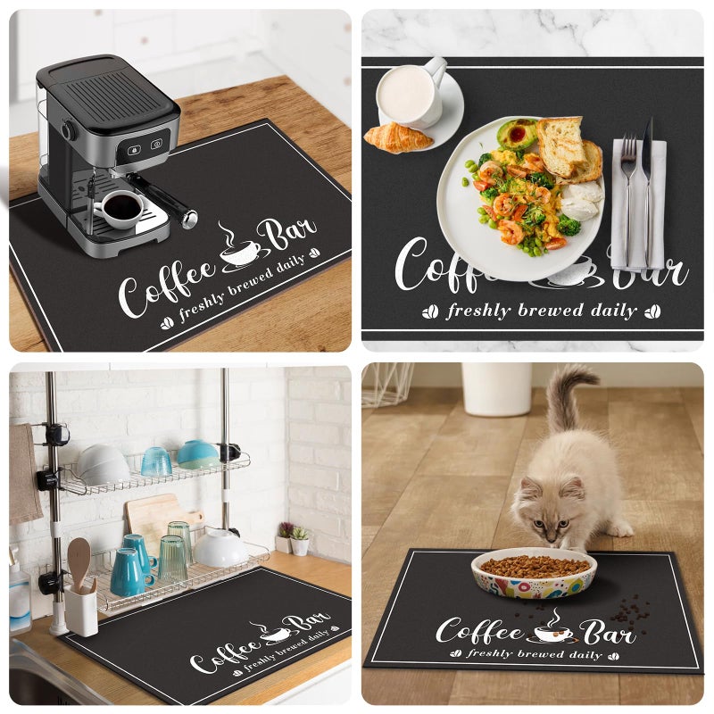 CooRug Absorbent Coffee Mat, Fashion Dish Drying Mat for Kitchen Counter Coffee Bar Accessories Espresso Machine Dish Rack 12" x 20" Black - Image 5