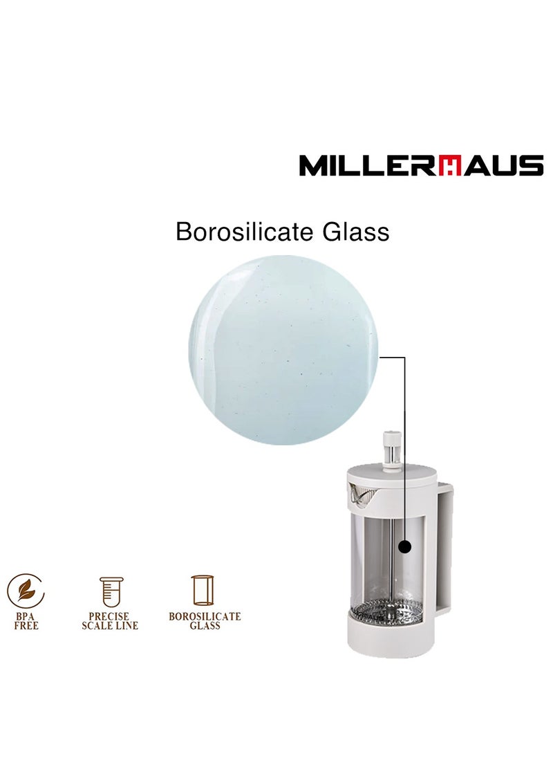 MILLERHAUS Millerhaus Coffee Plunger 350Ml Glass, Thickened Borosilicate Glass Coffee Press with Filter Screens  - Image 4