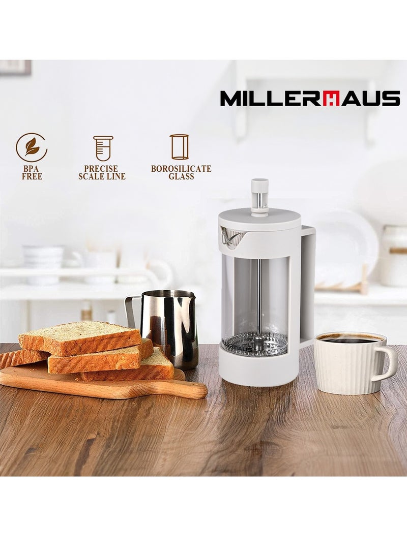 MILLERHAUS Millerhaus Coffee Plunger 350Ml Glass, Thickened Borosilicate Glass Coffee Press with Filter Screens  - Image 5